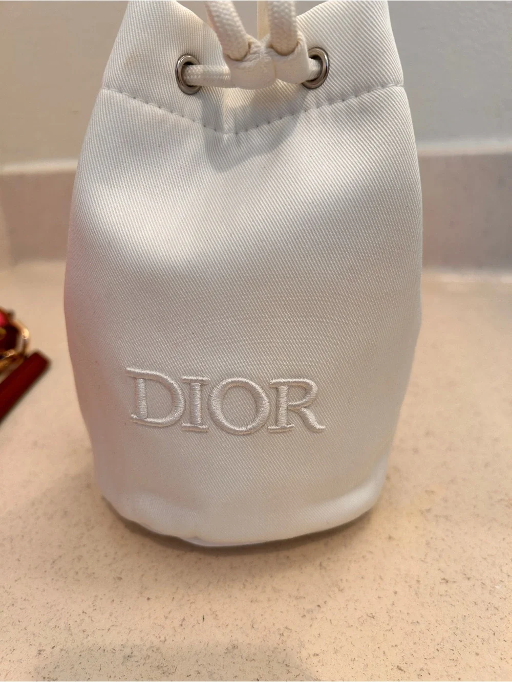 Dior Ivory Drawstring Cosmetic Pouch